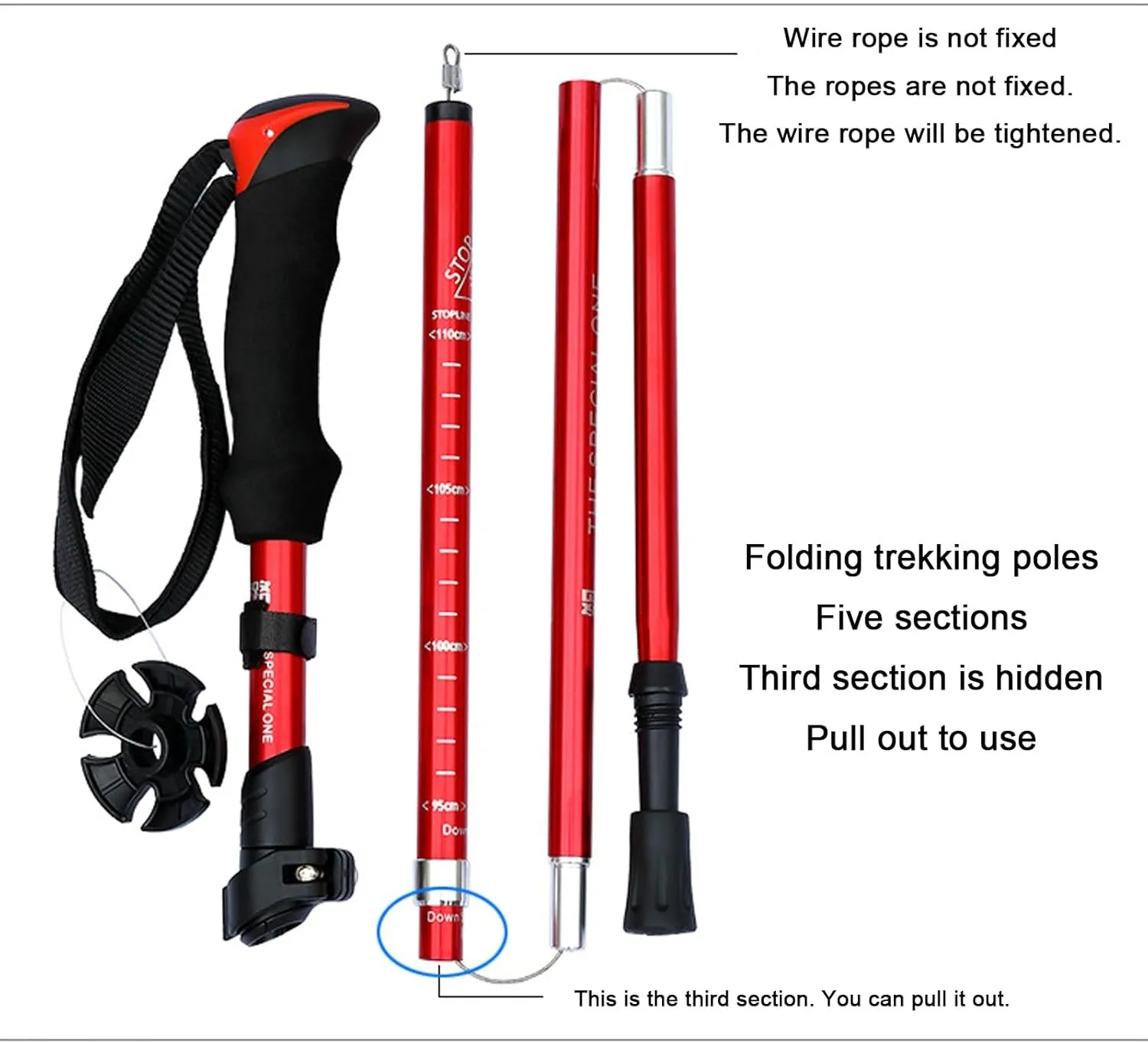 1 Pairs Walking Stick - Collapsible Trekking Pole for Men and Women,Aluminum Alloy Hiking Stick for Seniors