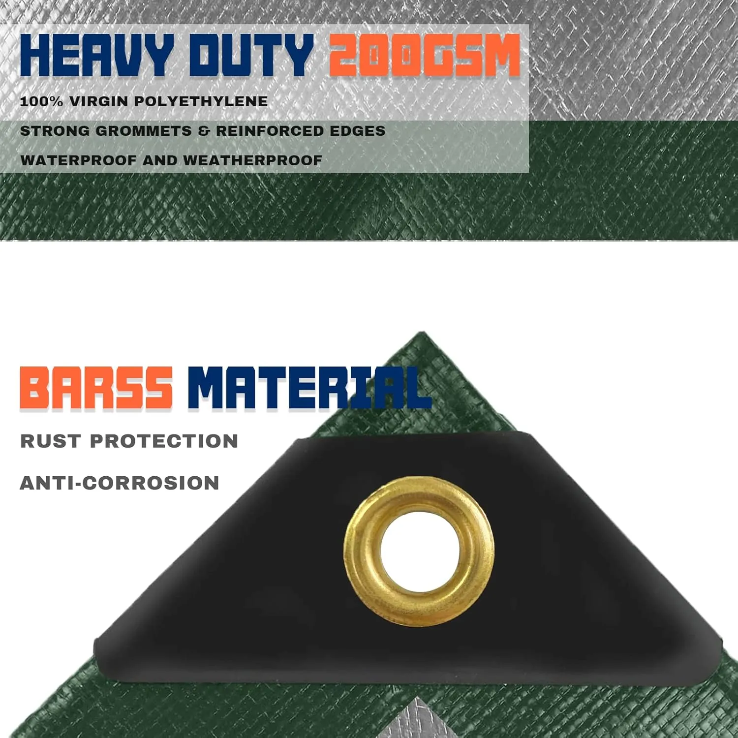 10 x 10Ft Extra Heavy Duty 12 Mil Thick Waterproof Green&Silver Tarp Cover Sheet & 6 Pcs Bungee Balls