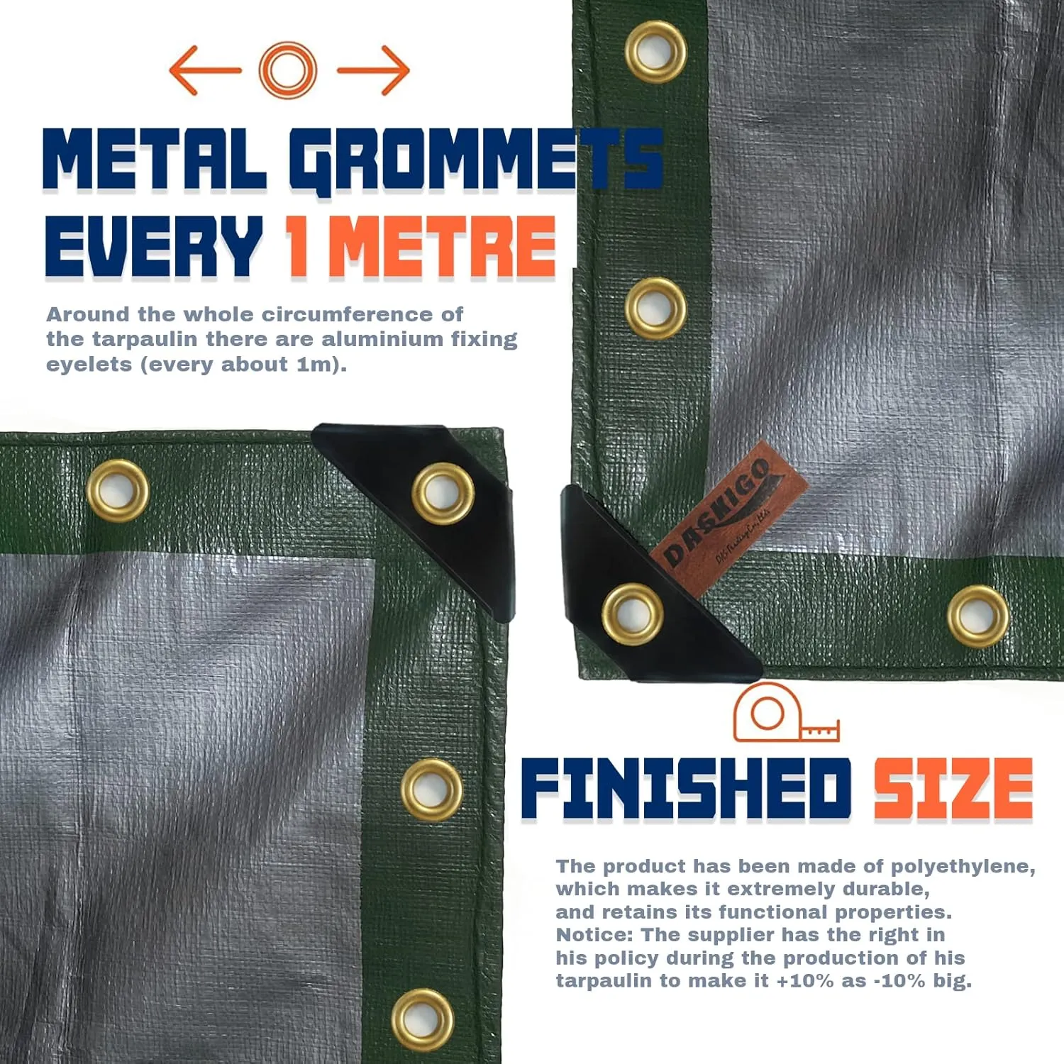 10 x 10Ft Extra Heavy Duty 12 Mil Thick Waterproof Green&Silver Tarp Cover Sheet & 6 Pcs Bungee Balls