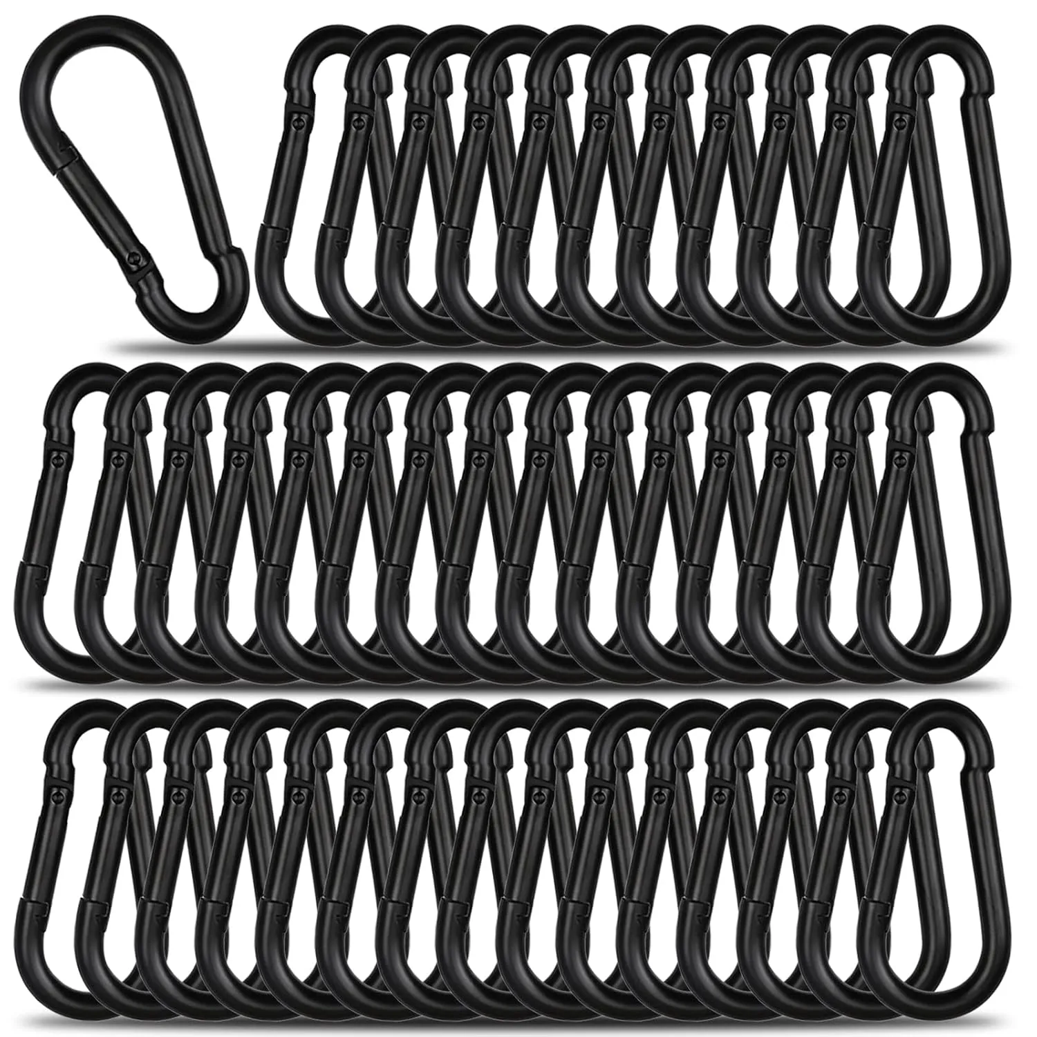 100 PCS M5 Carabiners, 3/16Inch Galvanized Steel Black Quick Link Small Carabiner Clips, 2'' Spring Carabiner Link Buckle for Fishing Camping Hammock Dog Leashes-220LBS Holding Capacity