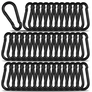 100 PCS M5 Carabiners, 3/16Inch Galvanized Steel Black Quick Link Small Carabiner Clips, 2'' Spring Carabiner Link Buckle for Fishing Camping Hammock Dog Leashes-220LBS Holding Capacity