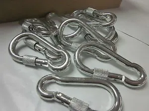 ~10pc~ 4" x 13/32" STEEL SCREW LOCK CARABINER SPRING SNAP CLIP SAFETY HOOK LINK