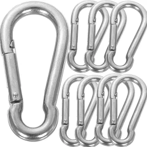 10PCS 4” Spring Snap Hooks, 3/8” Diameter Heavy Duty Carabiner Clip Large Stainless Steel Spring Clips, M10 Carabiner Big Spring Buckles for Swing, Hammock, Gym, Sun Shade, 770 Holding Capacity