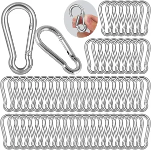120PCS M5 Spring Snap Hook Carabiner, 2 Inch Small Carabiner Clip, 3/16" Heavy Duty Galvanized Steel Spring Clip, Quick Link Key Chain for Swing Hammock Gym Outdoor, 200LBS Holding Capacity