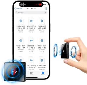 128GB(9000 Hour) 2-Sides Magnetic Voice Recorder, Recording Device with Al-Triple Noise Cancellation, Voice Activated Recorder 90 Days Storage Capacity, MP3 Form Audio Recorder, for Meetings Intervie