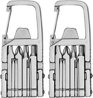 1/2Pcs Outdoor Multi-Tool,12 in 1 Stainless Steel Mini Tool With Bottle Opener Phone Holder Screwdriver Carabiner,Ultra Mini Portable Camping Hiking Backpacking Home Repair Tools for Outdoor 2