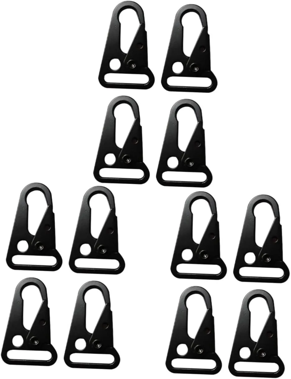 12pcs Zinc Alloy Carabiner Clips Multi-Function Buckle for Outdoor Gear Keychains and Backpack Storage Load Capacity Black Finish