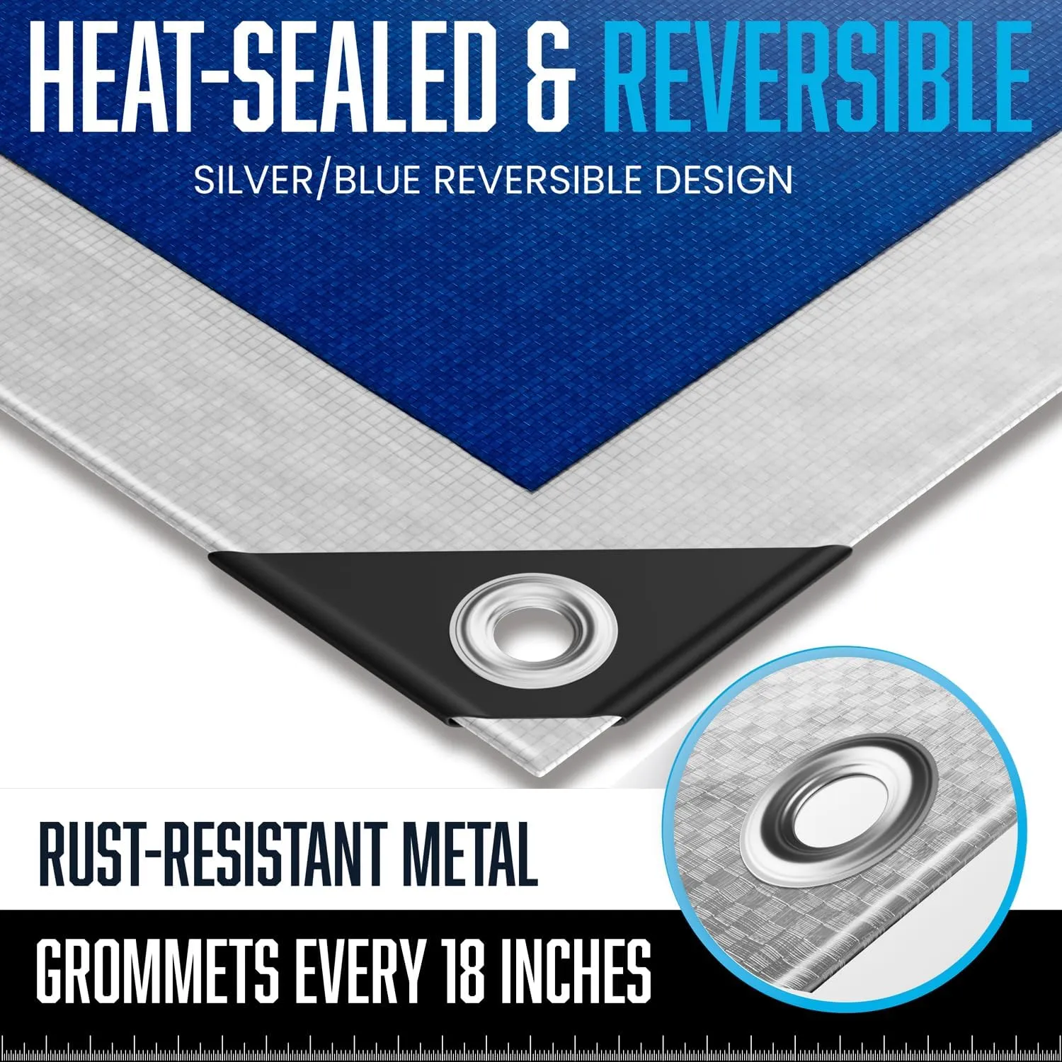 12x20 Tarp Waterproof Plastic Tarp with Grommets Every 18 Inches - 5 Mil - Multipurpose Water Proof Rain Cover, Outdoor, Garden, Camping, Emergency Survival (Reversible Tarpaulin, Blue and Silver)