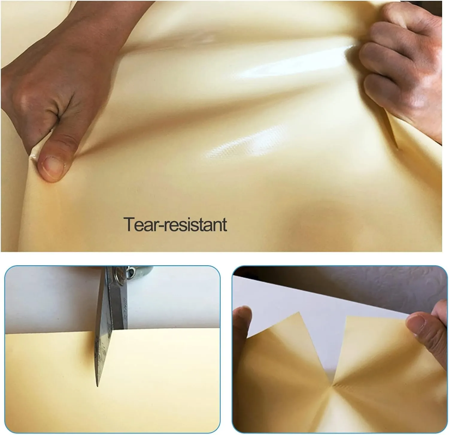 1.5mx6m/2mx2m/2mx3m/2mx4m/3mx6m Beige Heavy Duty Tarpaulin Cover 500g/㎡ PVC Waterproof Tarpaulins Sheet for Rain Shelter, Camping, Outdoor and Pool Tarp Cover, with Metal Grommets(1x5m)