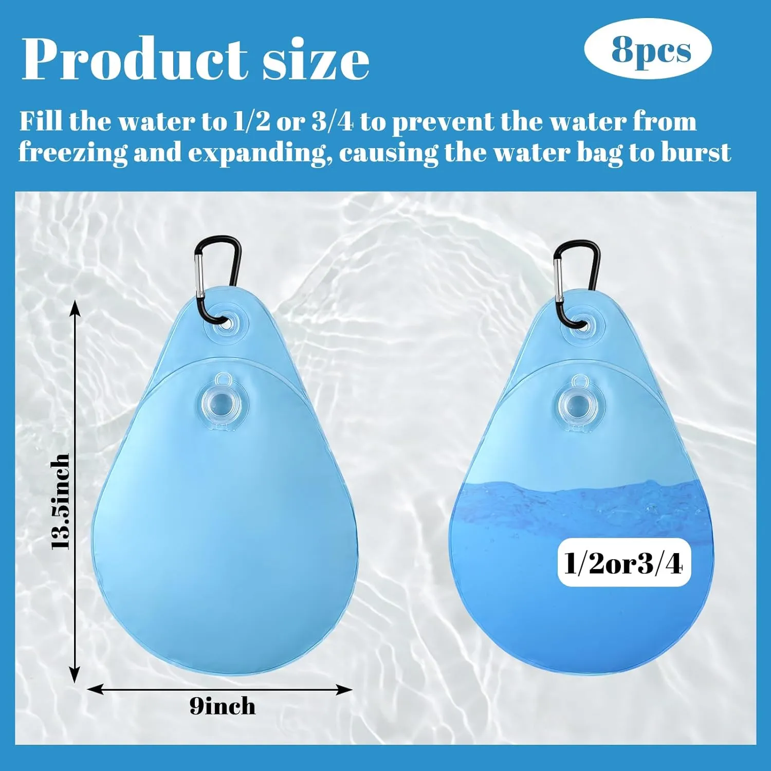 16 Pack Pool Cover Weights with Hooks, Leakproof Swimming Pool Cover Hanging Bag Thick PVC Pool Water Bags, Antifreezing Winter Pool Tarp Weights for Above Ground Pool Cover