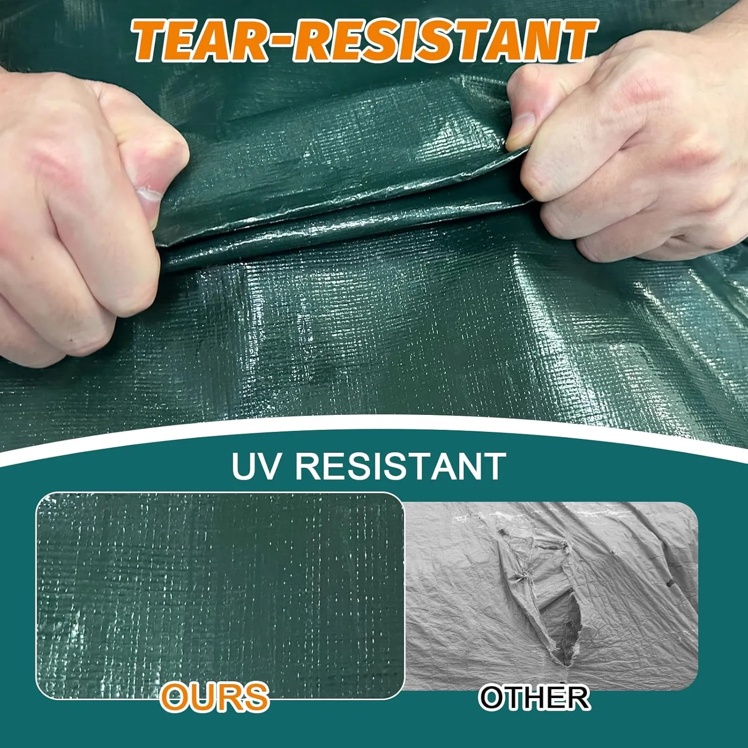 16Mil Finished Size 16x20 Tarp Heavy Duty Waterproof, Large Outdoor Multipurpose Protective Cover (Green/Brown)