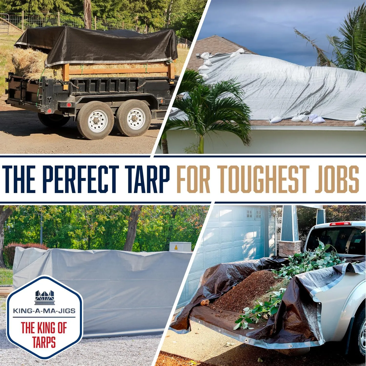 16x16 Heavy Duty Tarp, 10 Mil Thick, Waterproof, Tear & Fade Resistant, High Durability, UV Treated, Grommets Every 18 Inches. (Silver/Brown - Reversible) (16 x 16 Feet)