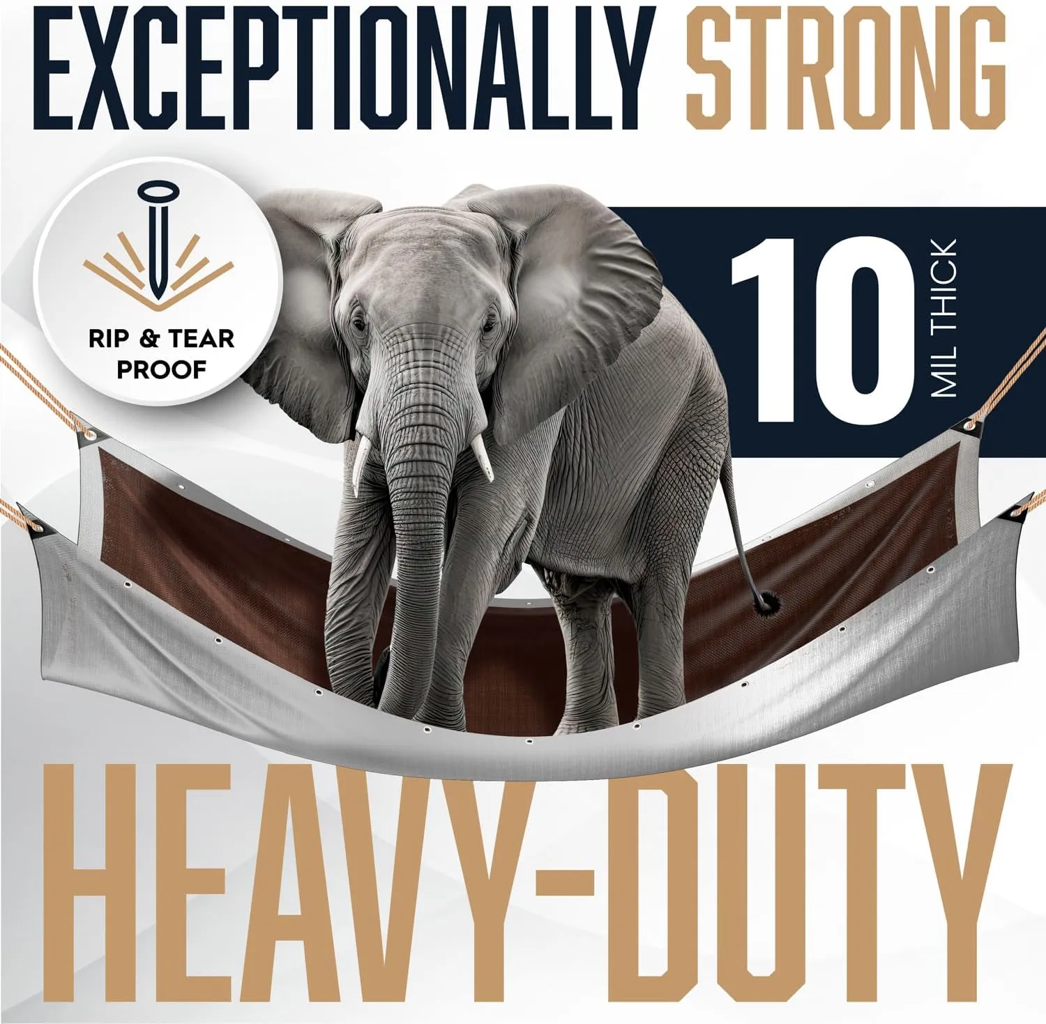 16x16 Heavy Duty Tarp, 10 Mil Thick, Waterproof, Tear & Fade Resistant, High Durability, UV Treated, Grommets Every 18 Inches. (Silver/Brown - Reversible) (16 x 16 Feet)