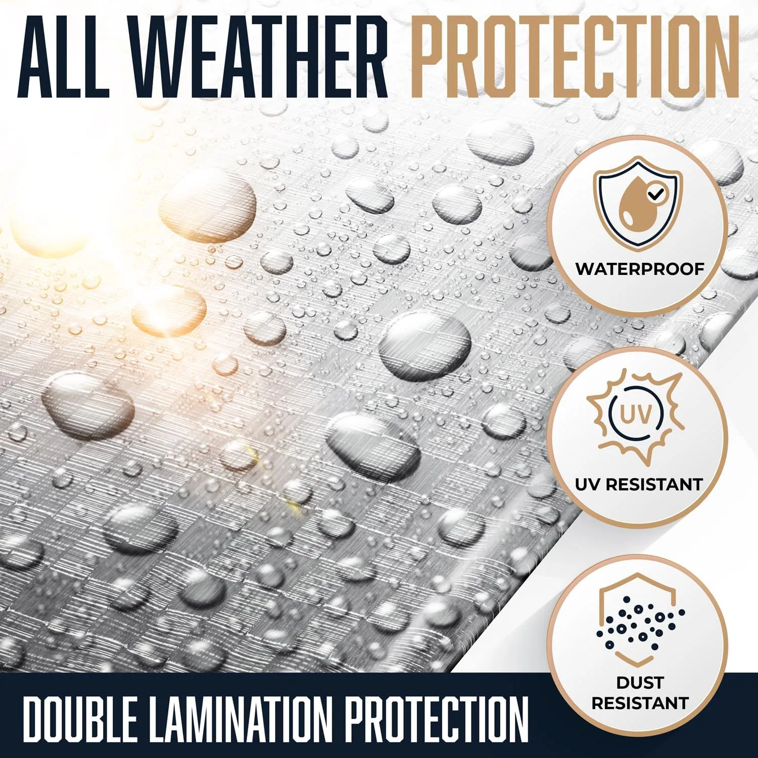 16x16 Heavy Duty Tarp, 10 Mil Thick, Waterproof, Tear & Fade Resistant, High Durability, UV Treated, Grommets Every 18 Inches. (Silver/Brown - Reversible) (16 x 16 Feet)