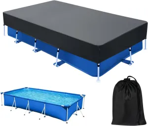 177 x 87 in Rectangle Pool Cover Drawstring Design 14x7 Rectangular Frame Swimming 14 Foot Pool Cover for 178x86 Above Ground Pools Durable and Tear-Resistant Winter Pool Cover