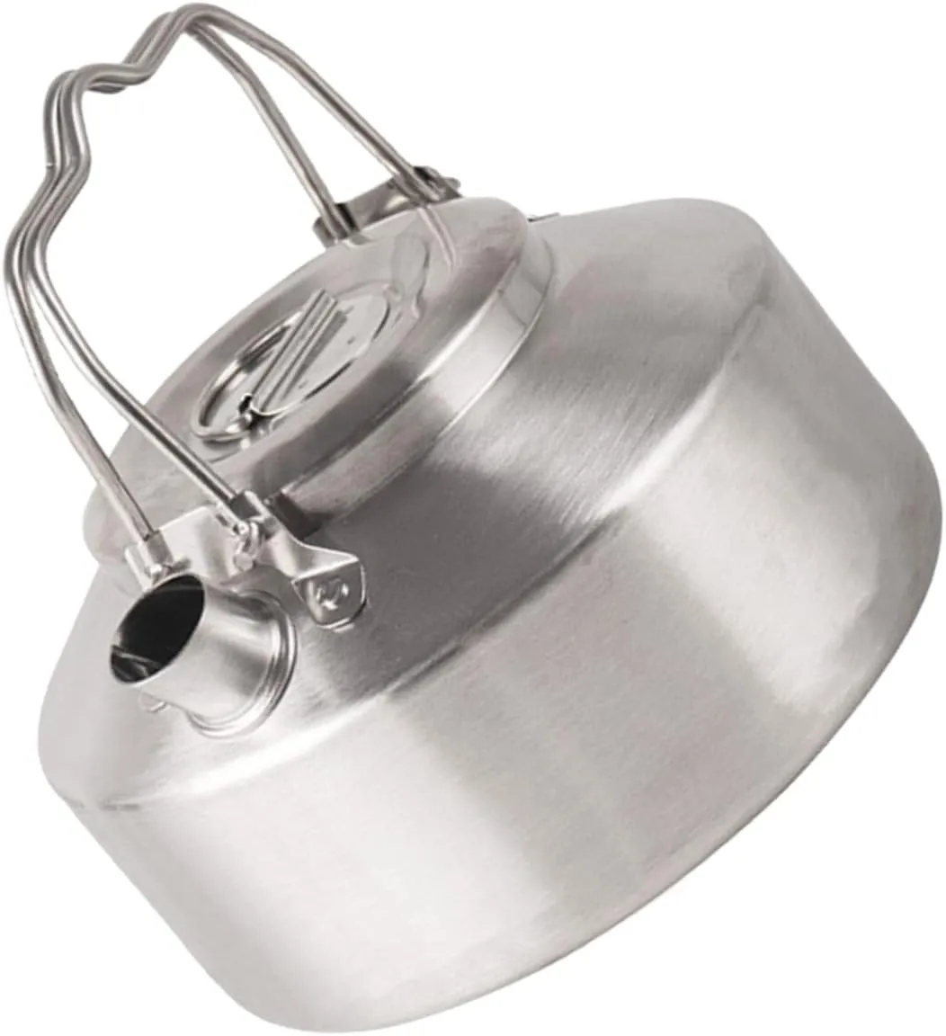 1l Portable Camping Kettle Stainless Steel Tea Pot Compact Stovetop Water Boiler for Outdoor Tea Coffee