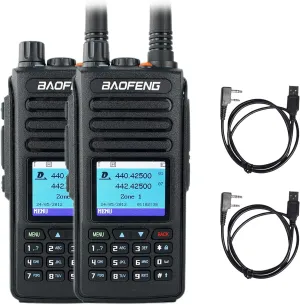 2 Pack BAOFENG DM-1702 Digital Analog DMR Radio Dual Time Slot 1&2 5W UHF VHF Two Way Radio Long Range with GPS Walkie Talkie for Adult with Programming Cable