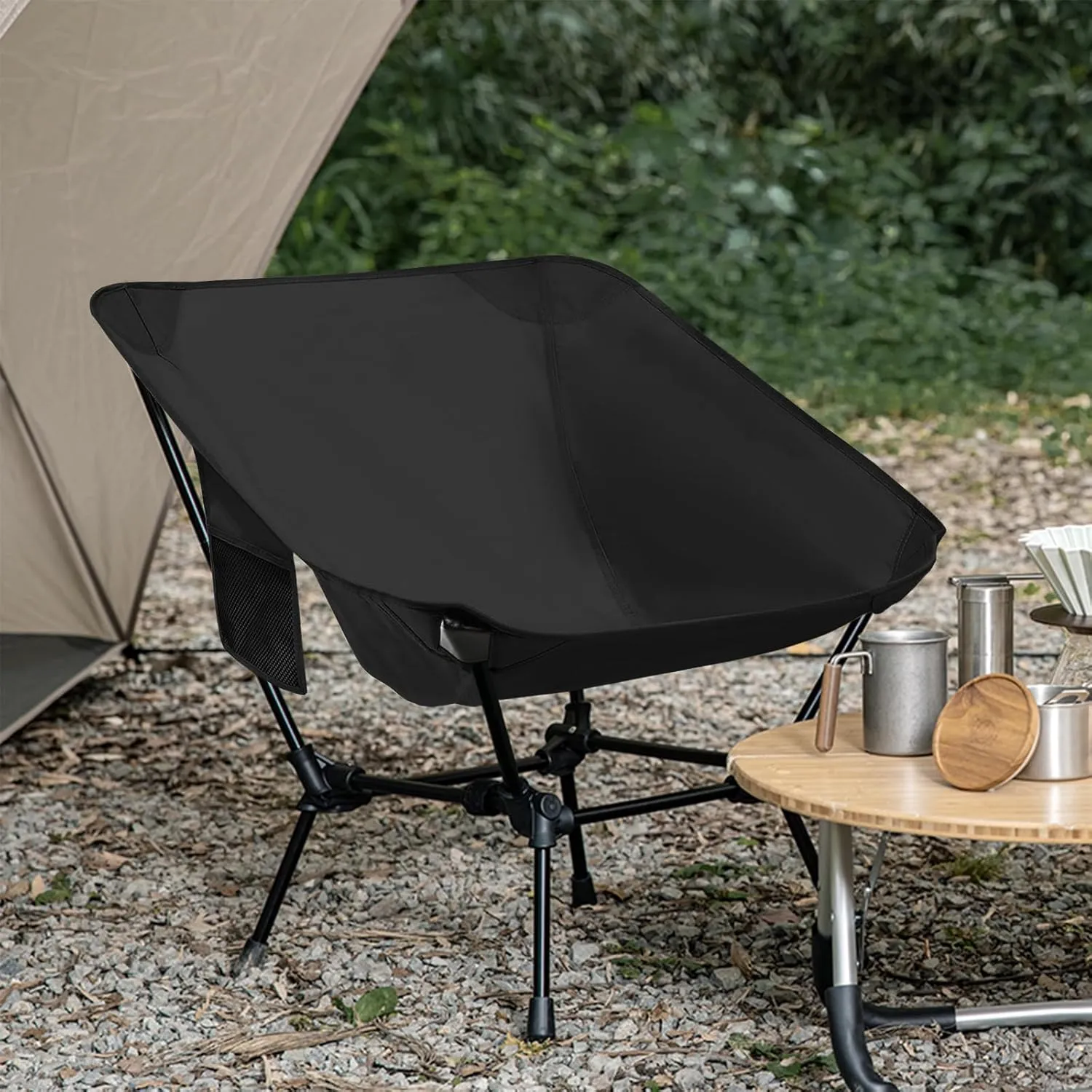 2 Pack Folding Camping Chair, Adjustable 2-Way Camping Chairs for Adults Portable Foldable Compact Backpacking Chair for Outdoor Hiking Picnic Beach BBQ-Black