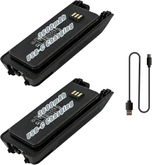 2 Pack MD-390 Battery USB-C Charger 3600mAh Larger Capacity Replacement MD-UV390 GPS Original Battery 7.4V for RT81 RT50 Handheld Radio Accessories