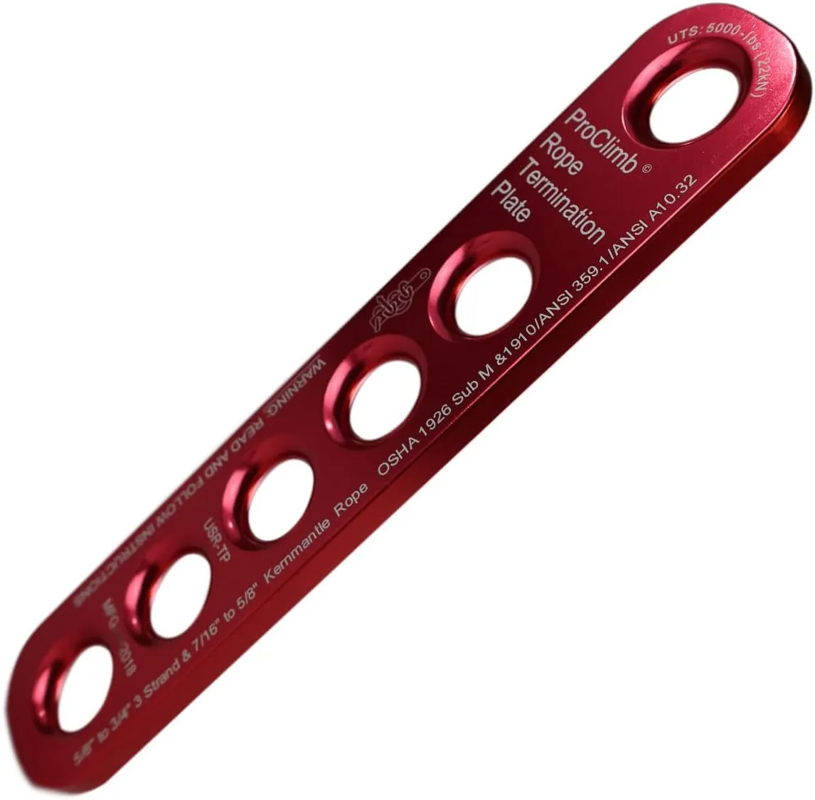 22 kN Rope Termination Plate – Aluminum Rigging Plate for 5/8"–3/4" Kernmantle Rope – Anchor Plate for Vertical Lifeline and Fall Protection