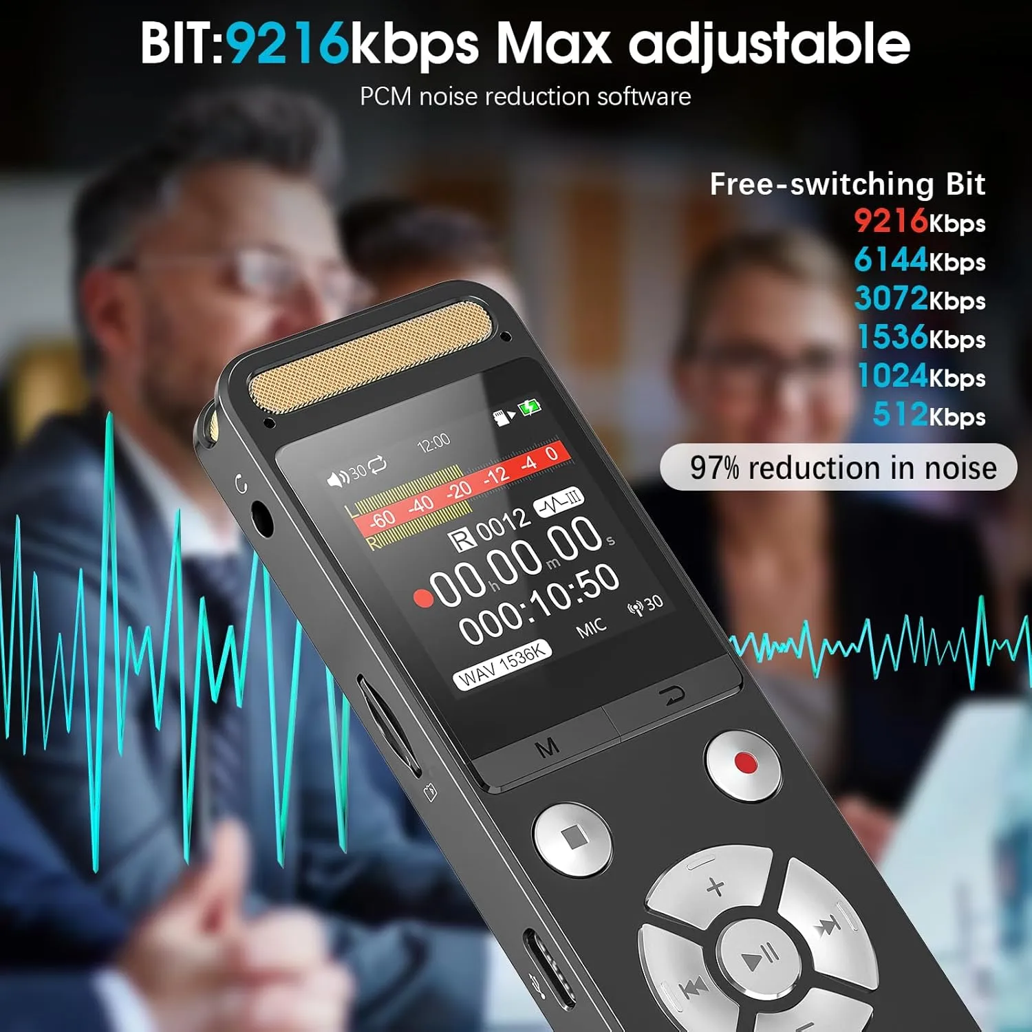 256GB 9216Kbps Digital Voice Recorder - 8684Hrs Recording Storage Voice Activated Recorder with Playback Noise Reduction - Audio Recorder Device for Lectures Meetings Interviews