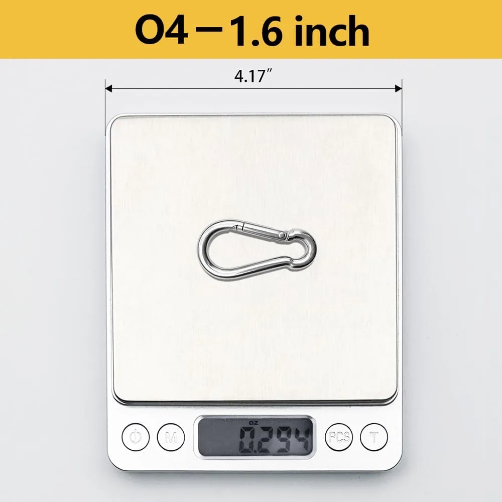 304 Stainless Steel Carabiner 2 inch, 3 inch, 4 inch, 5 Inch.Heavy Duty Carabiner Clips.Stainless Steel Spring Snap Hooks for Camping ＆ Travelling.