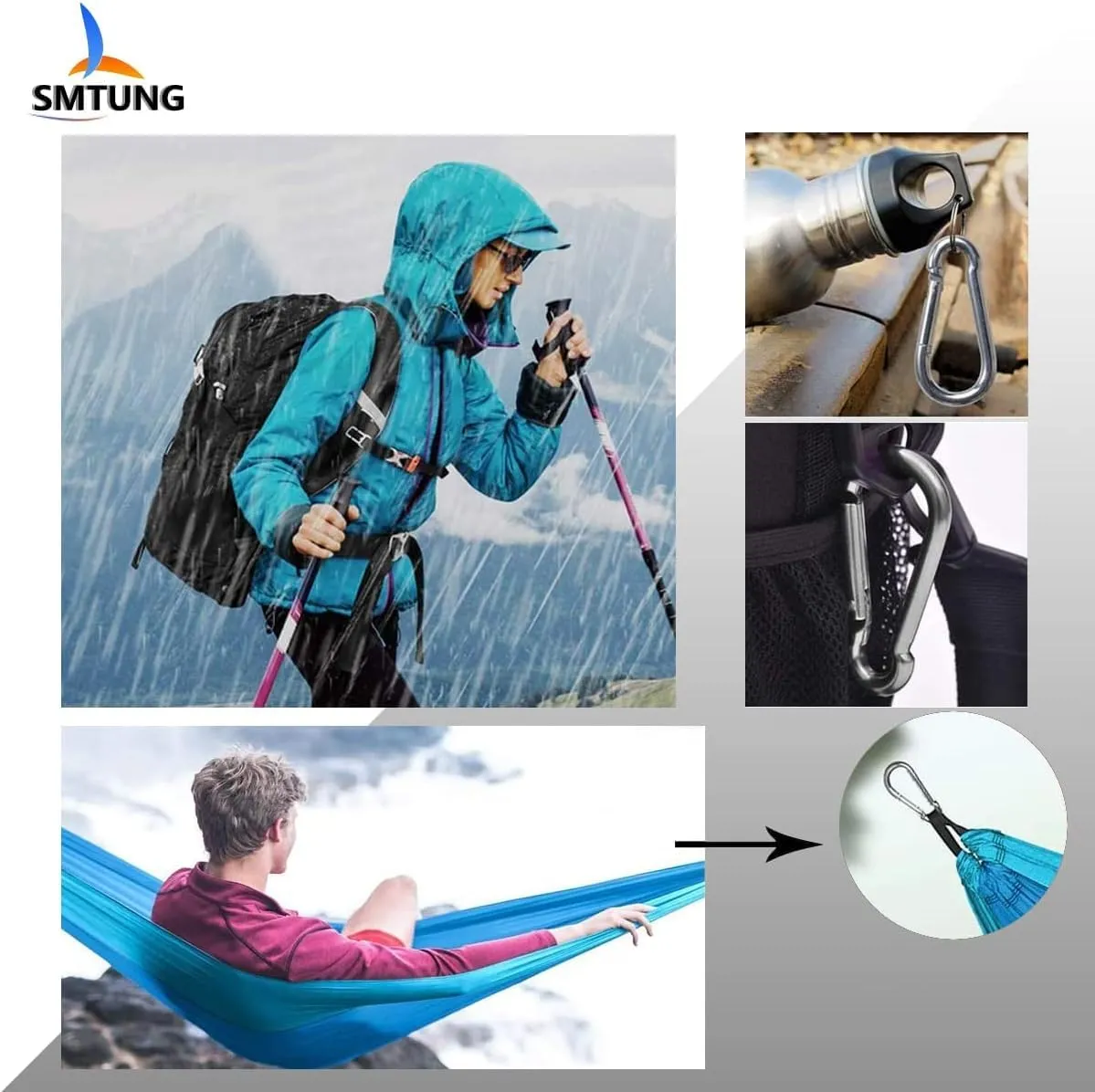 304 Stainless Steel Spring Snap Hook Carabiner Multifunctional Carabiner Camping Fishing Hiking Traveling