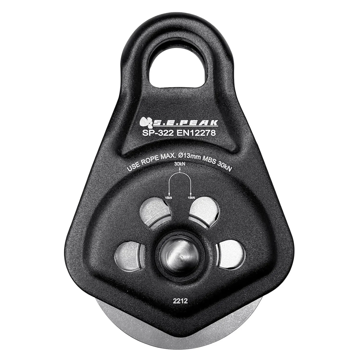 30kN Upgraded Rescue Single Pulley Sheave with Swing Plate,CE High Strength Pulley for Backyard Zipline, Climbing, Rock Rescue Lifting, Hauling, Fit Rope up to 13 mm/Holds Up to 6750lbs,Black