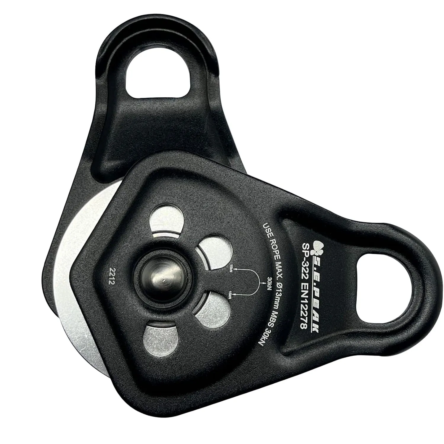 30kN Upgraded Rescue Single Pulley Sheave with Swing Plate,CE High Strength Pulley for Backyard Zipline, Climbing, Rock Rescue Lifting, Hauling, Fit Rope up to 13 mm/Holds Up to 6750lbs,Black