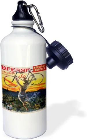3dRose "Deesse Nouveaux Models Paris France Bicycles Advertising Poster" Sports Water Bottle, 21 oz, White