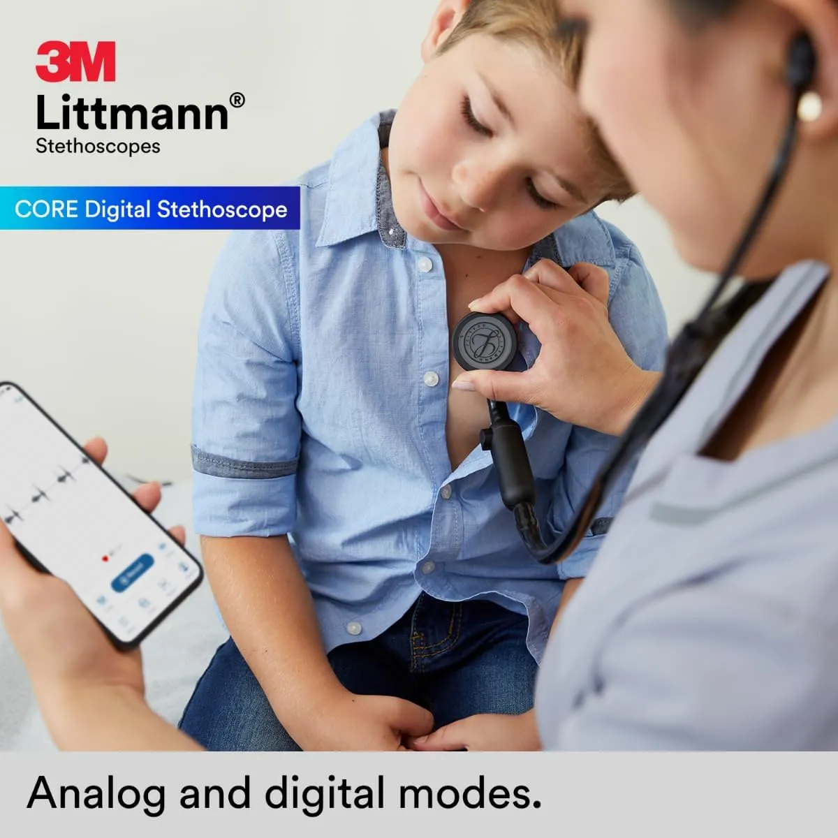 3M Littmann CORE Digital Stethoscope, Our Most Advanced Stethoscope Yet, Up To 40x Amplification, Active Noise Cancellation, In-App Sound Wave Visualization, High Polish Copper Chestpiece, 8870