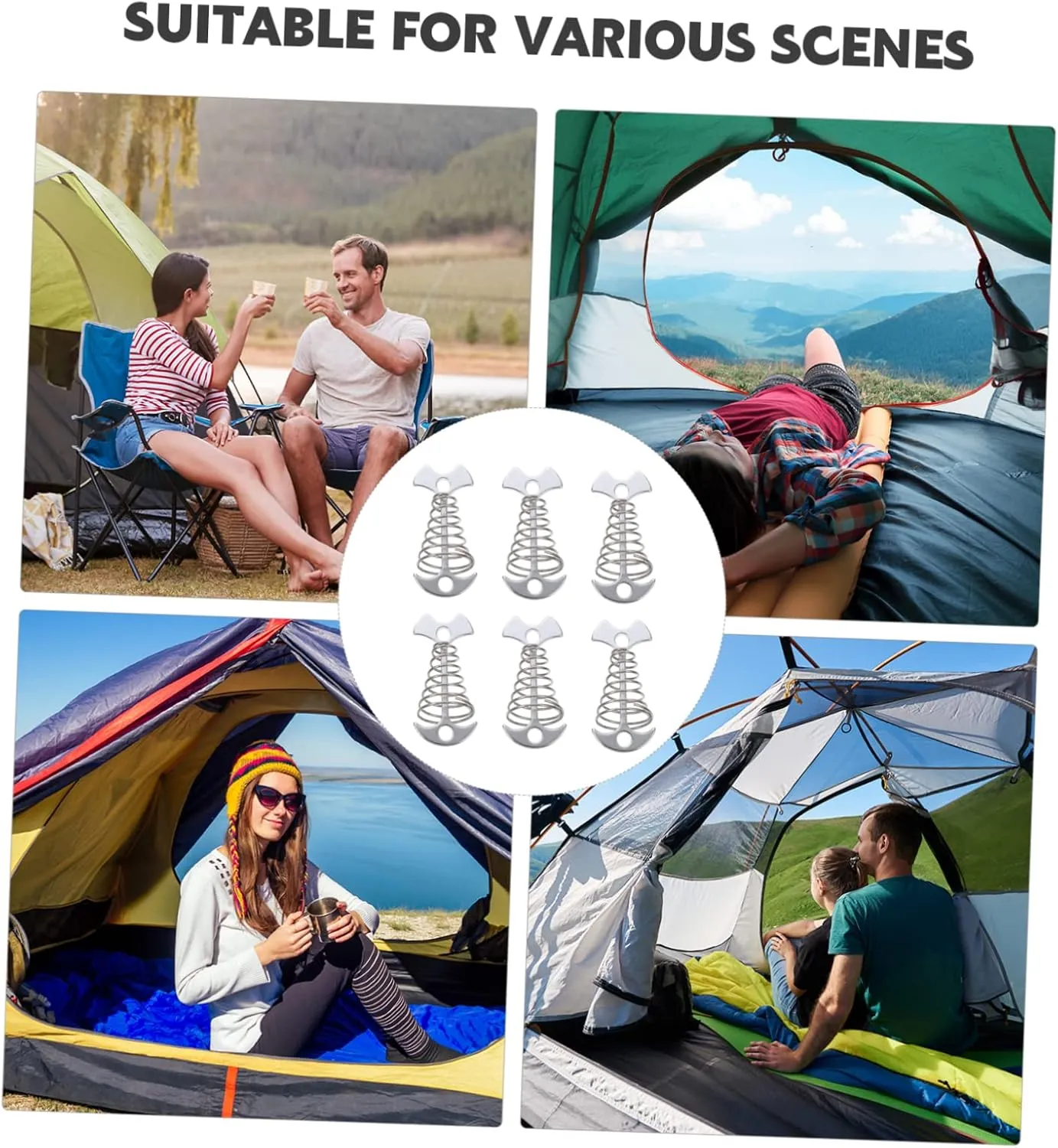 3sets Fishbone Tent Hook Tent Accessories Heavy Duty Pegs Ground Stakes for Outdoor Camping 6pcs*3