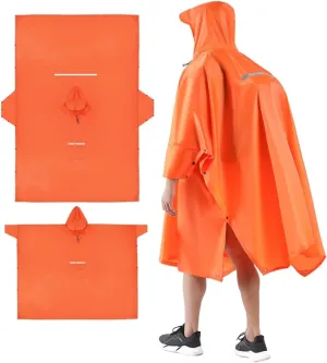 4 in 1 Multifunctional Raincoat Waterproof Rain Coat Cover Mat Tarp Shelter Shade Tent Tarp Awnings Reflective Camping Picnic(Orange)