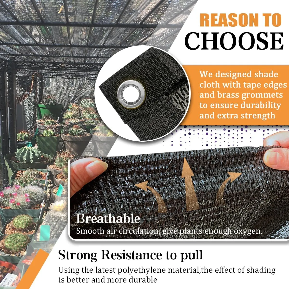 40% Garden Sunblock Shade Cloth, 10 x 15 FT Durable Taped Edge with Grommets UV Resistant Black Garden Shade Net for Plants, Greenhouse, Vegetables and Patio