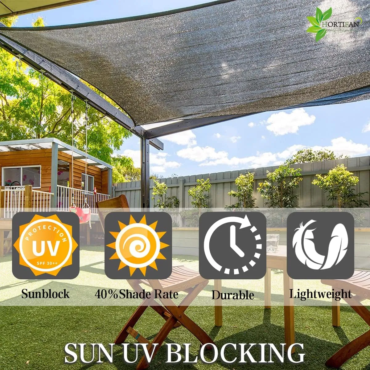 40% Garden Sunblock Shade Cloth, 10 x 15 FT Durable Taped Edge with Grommets UV Resistant Black Garden Shade Net for Plants, Greenhouse, Vegetables and Patio