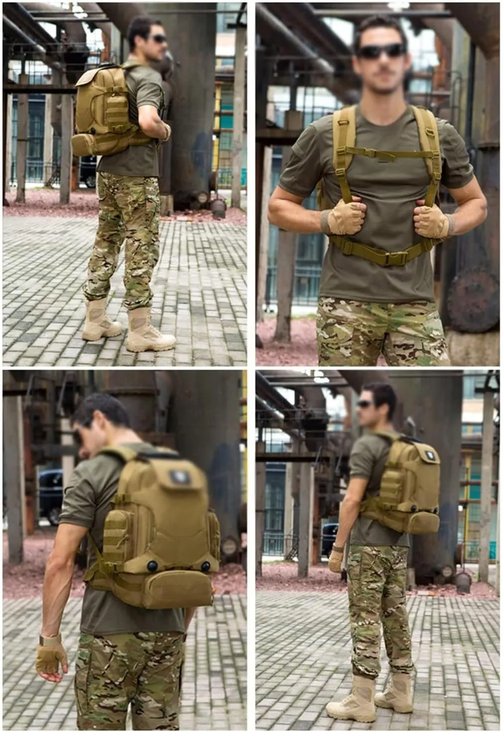 40L Backpack Three-in- Multifunctional Backpack Cycling Mountaineering Bag Travel Hiking Bag(Argento)