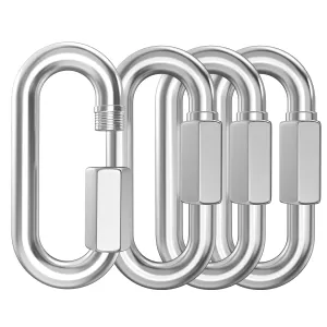 4.24 Inch Stainless Steel Chain Quick Links- 4 Pack 1/2" Locking Carabiners, Chain Hooks, Twist Key Ring Screw Chain Link, 2500 Lbs Capacity