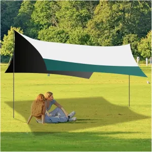 4.4x4.4m Sun Shelter Waterproof Hammock Tarp with Poles Ground Pegs and Anti-Wind Ropes for Outdoor Camping Backyard and Picnics for Outdoors, Picnic