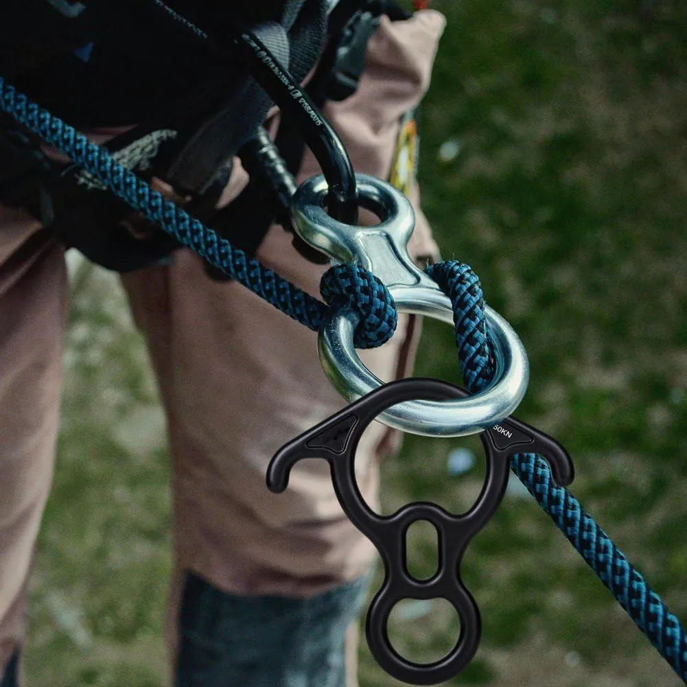 50kn Ox Horn Carabiner 8 Descender Large Bent-Ear Belaying and Rappelling Gear Belay Device Climbing for Climbing