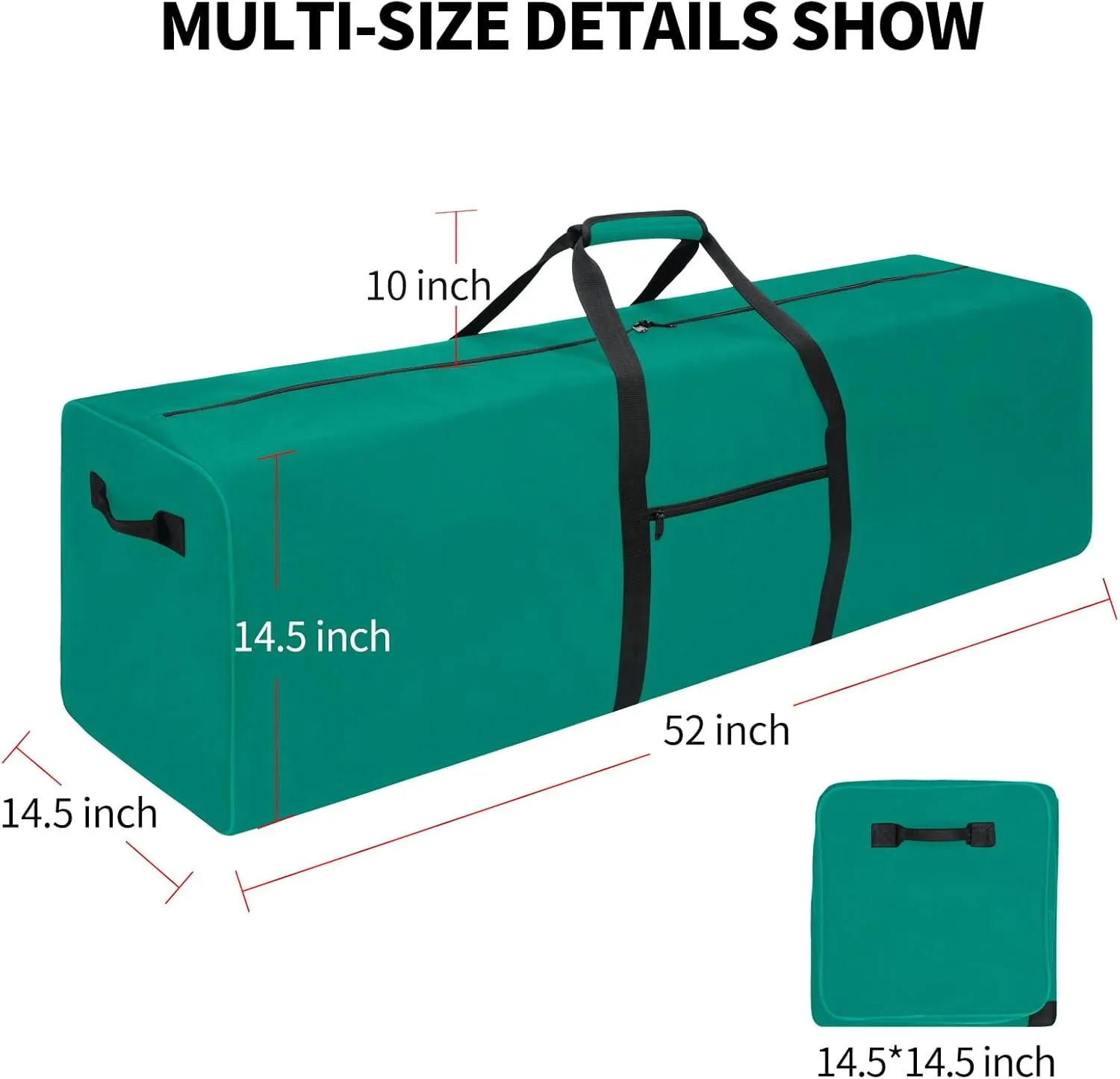 52 Inch Large Duffle Bag for Travel Camping Sport Equipment Storage Bag with 2-way Lockable Zippers (Green)
