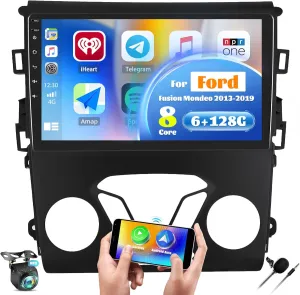 6 128G 8 Core Android 13 Car Stereo for Ford Fusion Mondeo 2013-2019 with Wireless CarPlay Android Auto, 9'' Touchscreen with WiFi GPS Mirror Link Bluetooth FM RDS DSP EQ SWC Backup Camera