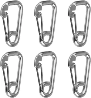 6 Pack 4" Spring Snap Hook, 304 Stainless Steel Marine Grade Clip, Heavy Duty Carabiner with Eye for Ship Boat