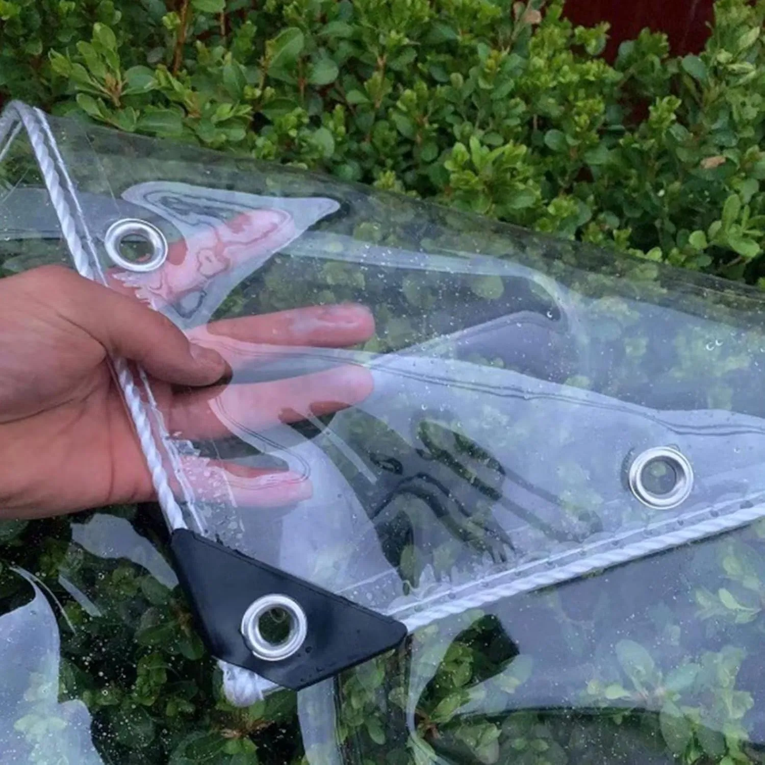 6' x 10' Clear Waterproof Tarp, PVC 14 Mil Tarpaulin with Grommets and a Plastic Rope, Duty Heavy Tear Resistant Cover for Camping, Plants Greenhouse, Cars, Patio and Pavilion（6 x 10 ft ）