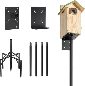 77 Inch Heavy Duty Birdhouse Pole for Outdoors with 5-Prong Base, Rust-Proof Metal Bird Feeder Stand/Post, Adjustable Bird Feeders Poles, Weather Station Mounting Kit (Birdhouse Not Included)