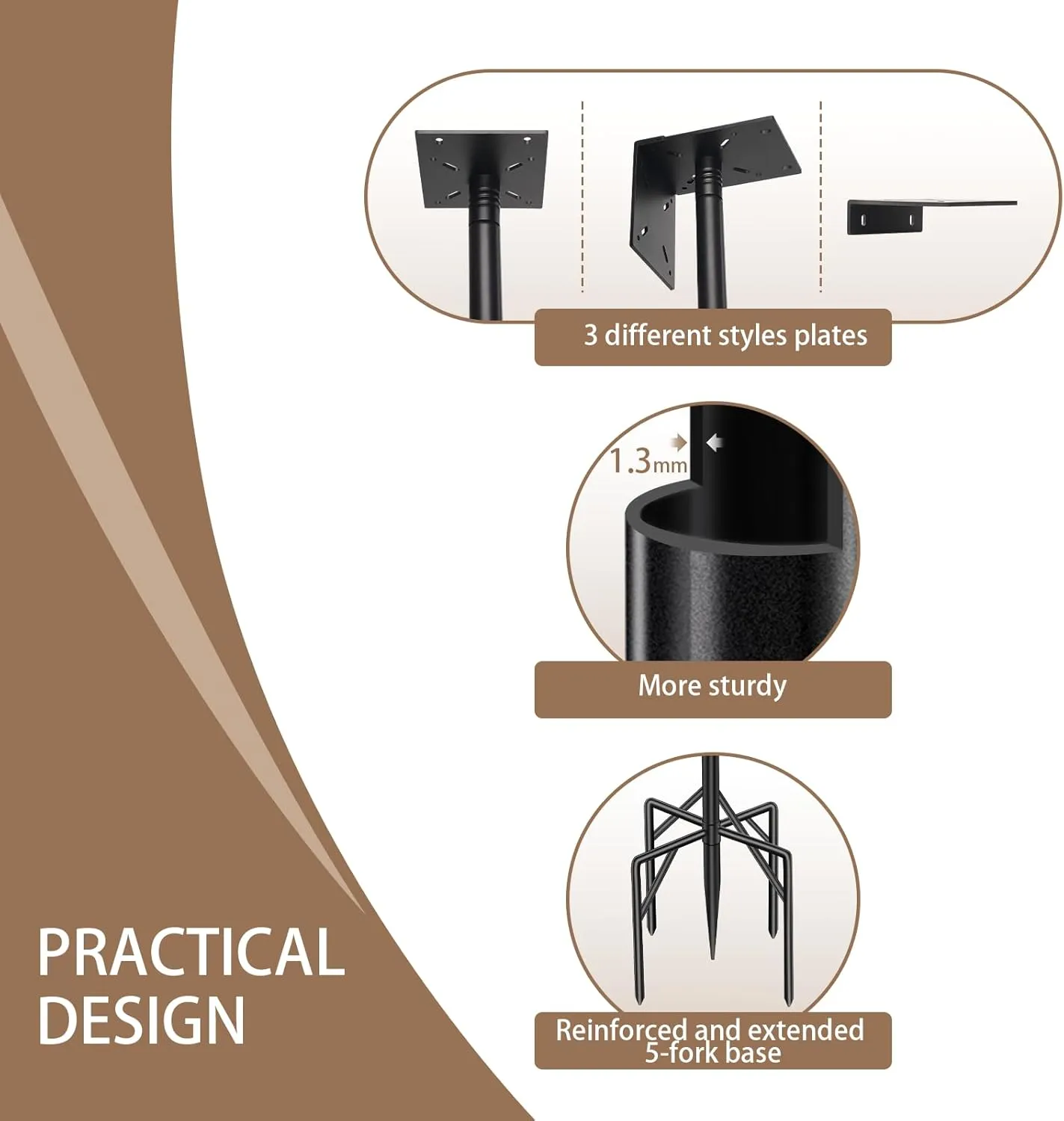 77 Inch Heavy Duty Birdhouse Pole for Outdoors with 5-Prong Base, Rust-Proof Metal Bird Feeder Stand/Post, Adjustable Bird Feeders Poles, Weather Station Mounting Kit (Birdhouse Not Included)