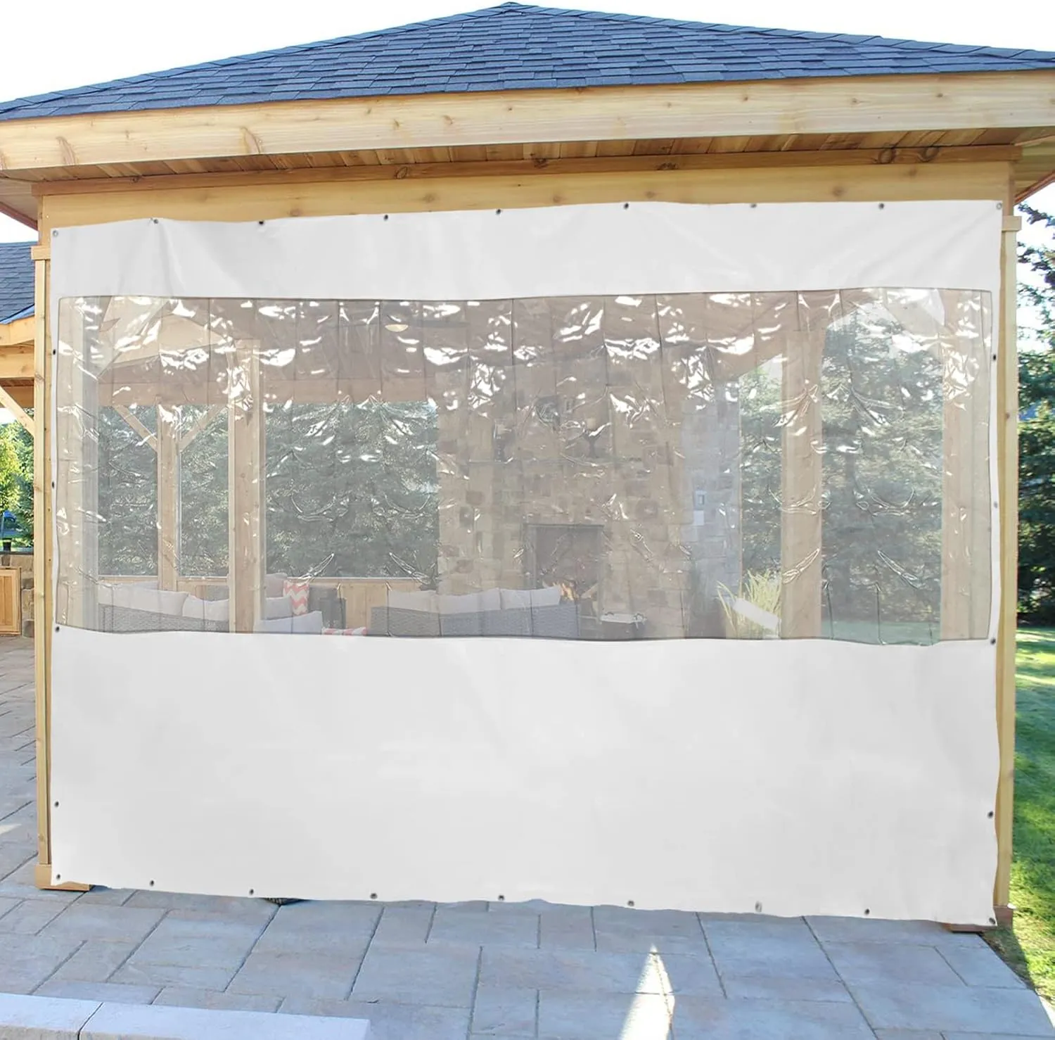 8*13 Ft Rainproof Tarpaulin w/ Grommet, PVC Plastic Heavy Duty Water Resistant Tarp Cover, Thermal Insulation Clear Tarp,Waterproof Rainproof Resistant for Porch Screens/Deck Covers (8*13 Ft - White)