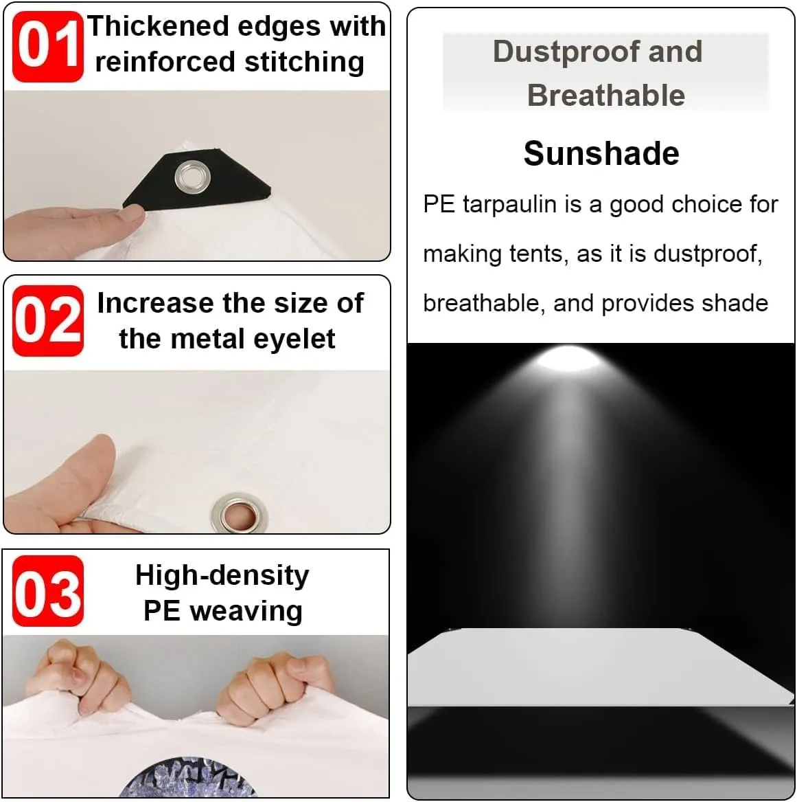 8'x 20' Tarps Heavy Duty Thick Waterproof, Poly Canopy White Tent Shelter Cover, 12 Mil Tarpaulin Shade, Rip and Tear Proof, UV Resistant Tarpaulin with Grommets and Reinforced Edges