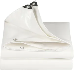 8'x 20' Tarps Heavy Duty Thick Waterproof, Poly Canopy White Tent Shelter Cover, 12 Mil Tarpaulin Shade, Rip and Tear Proof, UV Resistant Tarpaulin with Grommets and Reinforced Edges