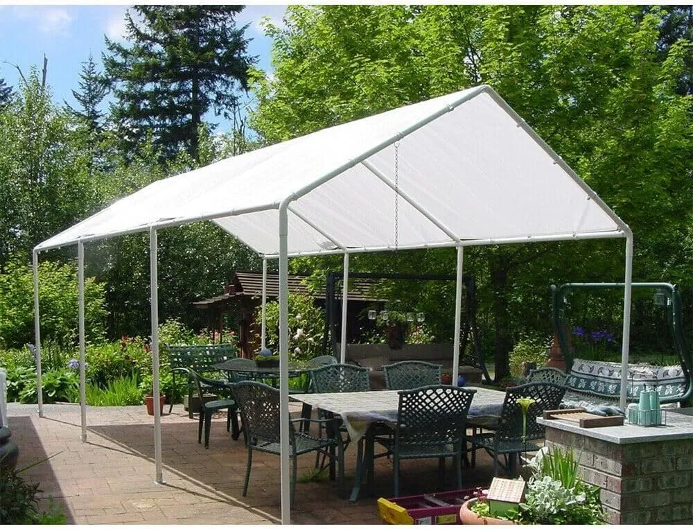 8'x 20' Tarps Heavy Duty Thick Waterproof, Poly Canopy White Tent Shelter Cover, 12 Mil Tarpaulin Shade, Rip and Tear Proof, UV Resistant Tarpaulin with Grommets and Reinforced Edges