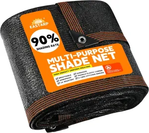 90% Shading Rate 10'x10' Black Shade Cloth,UV Resistant Durable Mesh Tarp with Grommets&Reinforced Edges, Shade Net Using for Plants Cover, Greenhouse, Dog Kennel, Patio, Chicken House